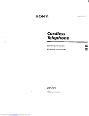 Sony SPP-205 - 43-49 Mhz Cordless Phone Operating Instructions Manual