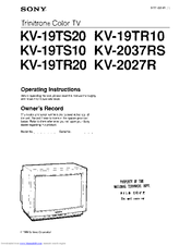 Sony KV-19TR10 Operating Instructions Manual