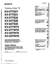 Sony Trinitron KV-27TS35 Operating Instructions Manual