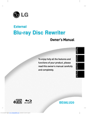 LG BE08LU20 - 8X External Blu-ray ReWrite Drive Owner's Manual