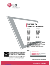 LG 60PS60C - 60In Plasma Hdtv 1920X1080 30K:1 1080P Hdmi Vga Db9m Usb Spkr Owner's Manual