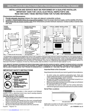 Frigidaire FGEF3032KW - Gallery - Convection Range Install Manual