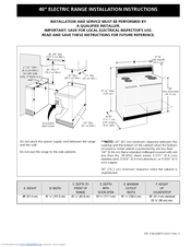 Frigidaire FEF450BW Installation Instructions Manual