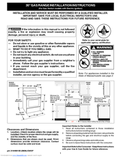Frigidaire FGF319KB - 30' Gas Range Installation Instructions Manual