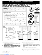 Frigidaire FGF316ASA Installation Instructions Manual