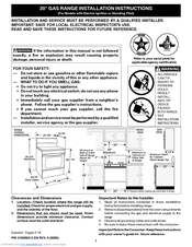 Frigidaire FGF316BSA Installation Instructions Manual