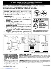 Frigidaire FGFB68CSB Installation Instructions Manual