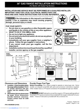 Frigidaire FGFL77ASD Installation Instructions Manual