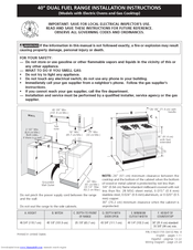 Frigidaire PLCF489CC Installation Instructions Manual