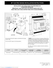 Frigidaire PLEF489CCG Installation Instructions Manual