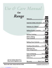 Frigidaire PLGF659GC - 36 Inch Pro Style Gas Range Use And Care Manual