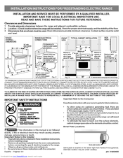 Frigidaire FPIF3093LF Install Manual