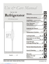 Frigidaire FRSHT5EFW0 Use And Care Manual