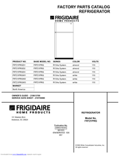 Frigidaire FRT21PRGW1 Factory Parts Catalog