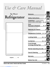 Electrolux FRT15B3JW Use And Care Manual