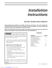 Frigidaire GLTF2940FB - Front Load Washer Installation Instructions Manual