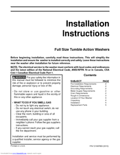 Frigidaire GLTF1040AS Installation Instructions Manual