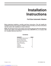 Frigidaire GLWY1343AS0 Installation Instructions