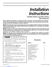 Frigidaire GLEH1642DS0 Installation Instructions Manual
