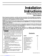 Frigidaire GLET1142CS0 Installation Instructions Manual