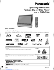 Panasonic DMPB500 - PORTABLE BLU-RAY DISC PLAYER Operating Instructions Manual