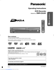 Panasonic DMR EA38VK - DIGA - DVDr/ VCR Combo Operating Instructions Manual