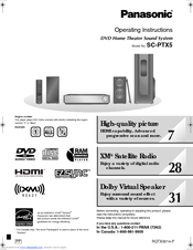 Panasonic SCPTX5 - DVD HOME THEATER SOUND SYSTEM Operating Instructions Manual