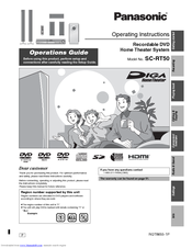 Panasonic SCRT50 - HOME THEATER Operating Instructions Manual