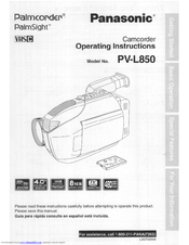 Panasonic PVL850D - VHS-C CAMCORDER Operating Manual