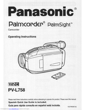 Panasonic Palmcorder Palmsight PV-L758 Operating Manual