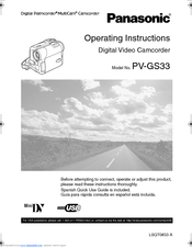 Panasonic PVGS33D - DIGITAL VIDEO CAMCORDER Operating Instructions Manual