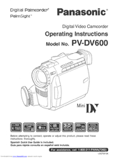 Panasonic Digital Palmcorder PalmSight PV-DV600 Operating Manual