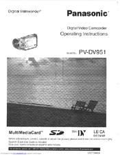Panasonic Palmcorder PV-DV951 Operating Manual