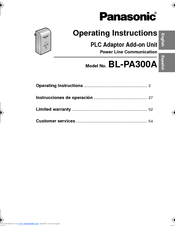 Panasonic BLPA300A - HD-PLC ETHERNET ADAPTOR Operating Instructions Manual