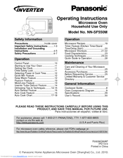 Panasonic NN-SF550M Operating Instructions Manual