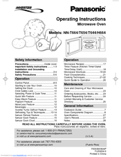 Panasonic NNT654SF - MICROWAVE -1.2 CUFT Operating Instructions Manual