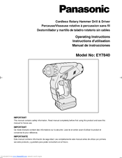 Panasonic EY7840X Operating Instructions Manual