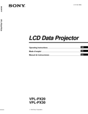 Sony VPL PX20 - SXGA LCD Projector Operating Instructions Manual
