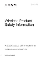 Sony EZW-RT10A - Wireless Transceiver Component Safety Information Manual