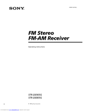 Sony STR-DE805G - Fm/am Stereo Receiver Operating Instructions Manual