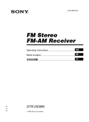 Sony STR-DE885 Operating Instructions Manual