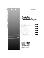 Sony DVP-FX730 - Portable Dvd Player Operating Instructions Manual