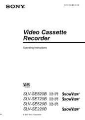 Sony SLV-SE820B ShowView Operating Instructions Manual