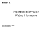 Sony SGPT113PL/S Important Information Manual