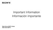Sony SGPT212ES/S Important Information Manual