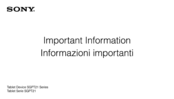 Sony SGPT212IT/S Important Information Manual