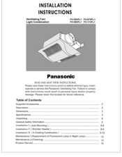 Panasonic FV-05VFL1 Installation Instructions Manual