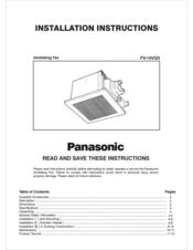 Panasonic WhisperCeiling FV-15VQ3 Installation Instructions Manual
