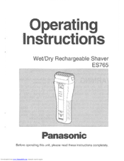 Panasonic ES-765 Operating Instructions Manual