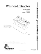 Alliance Laundry Systems UM202 Series Installation, Operation And Maintenance Manual